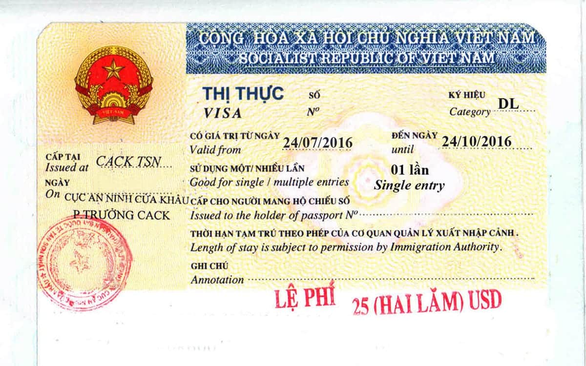 пример визы во вьетнам